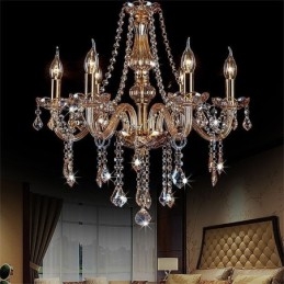 Lustre européen en cristal de luxe couleur ambre