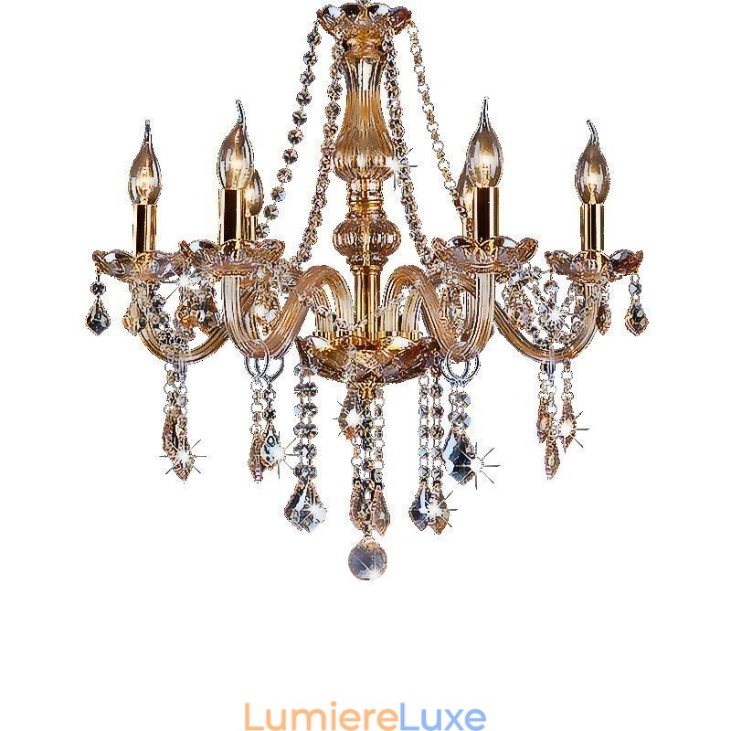 Lustre européen en cristal de luxe couleur ambre
