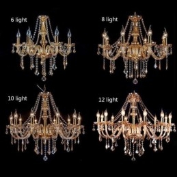 Lustre européen en cristal de luxe couleur ambre