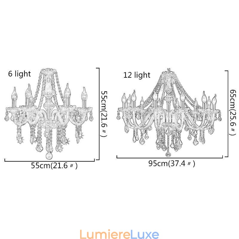 Lustre européen en cristal de luxe couleur ambre