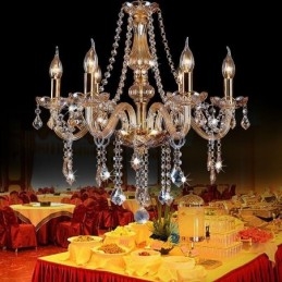 Lustre européen en cristal de luxe couleur ambre