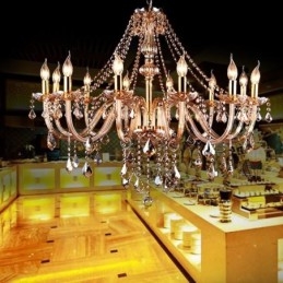 Lustre européen en cristal de luxe couleur ambre