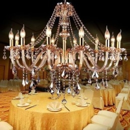 Lustre européen en cristal de luxe couleur ambre