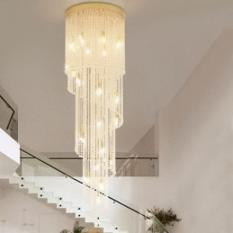 Lustre en cristal moderne de luxe pour escalier avec 19 lumières