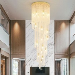 Lustre en cristal moderne de luxe pour escalier avec 19 lumières