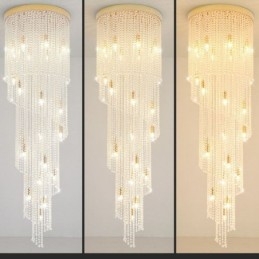Lustre en cristal moderne de luxe pour escalier avec 19 lumières