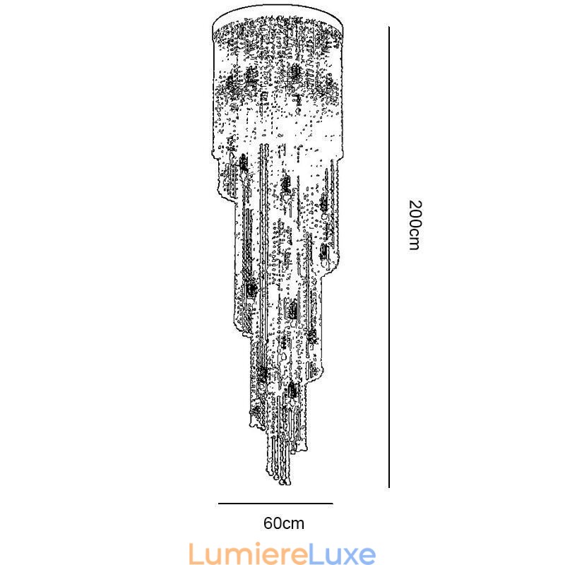 Lustre en cristal moderne de luxe pour escalier avec 19 lumières