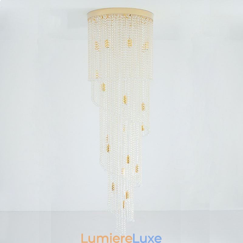 Lustre en cristal moderne de luxe pour escalier avec 19 lumières