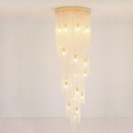 Lustre en cristal moderne de luxe pour escalier avec 19 lumières