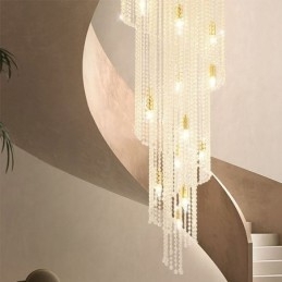 Lustre en cristal moderne de luxe pour escalier avec 19 lumières
