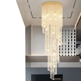 Lustre en cristal moderne de luxe pour escalier avec 19 lumières