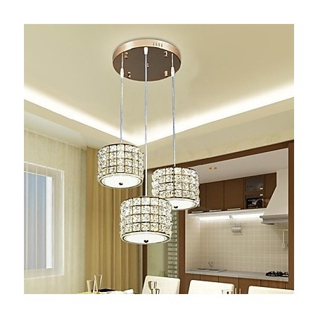 Suspension simple à 3 lumières en cristal Suspension simple à 3 lumières en cristal