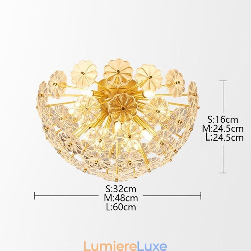 Plafonnier décoratif moderne en verre semi-circulaire en forme de fleur