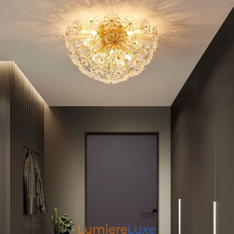 Plafonnier décoratif moderne en verre semi-circulaire en forme de fleur