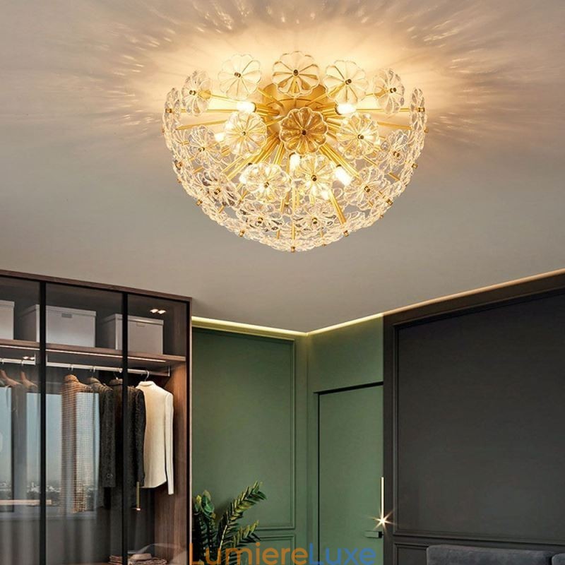 Plafonnier décoratif moderne en verre semi-circulaire en forme de fleur
