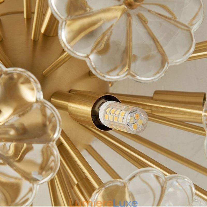 Plafonnier décoratif moderne en verre semi-circulaire en forme de fleur