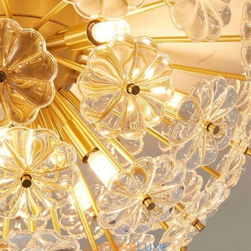 Plafonnier décoratif moderne en verre semi-circulaire en forme de fleur