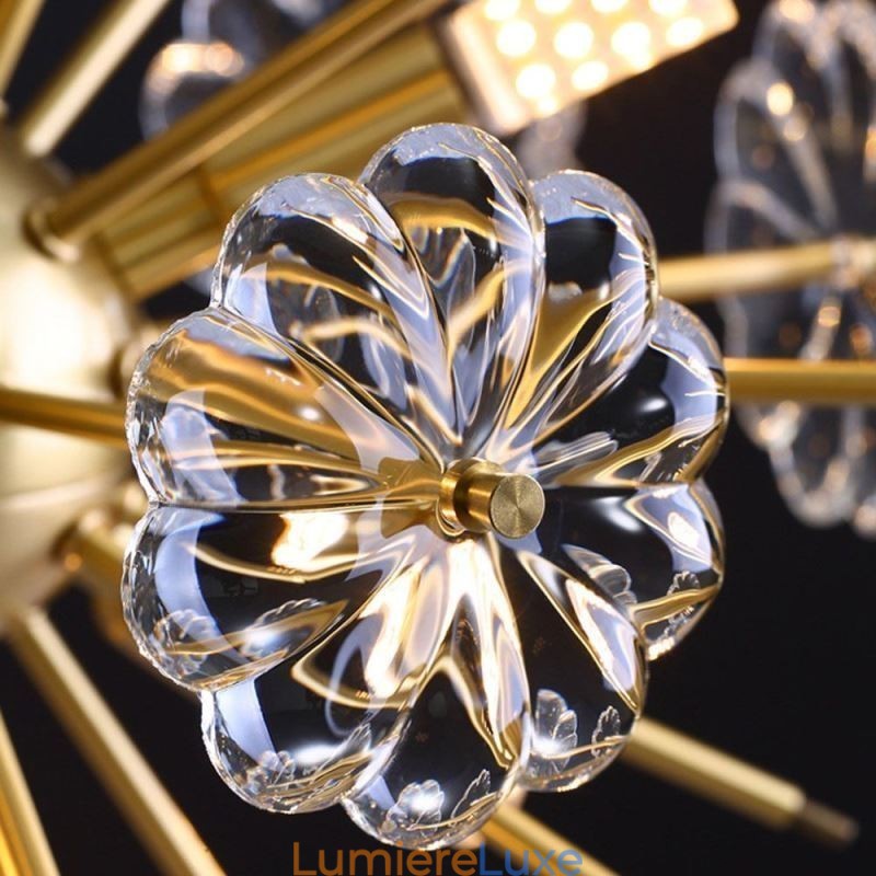 Plafonnier décoratif moderne en verre semi-circulaire en forme de fleur