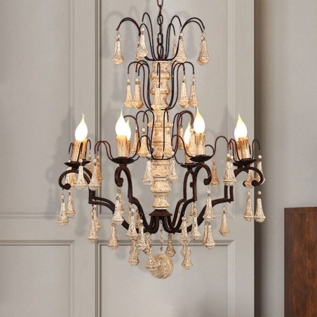 Lustre élégant en bois de style rétro Lustre élégant en bois de style rétro