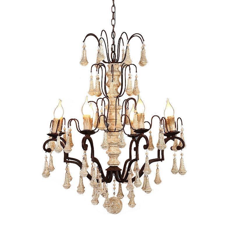 Lustre élégant en bois de style rétro