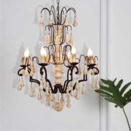 Lustre élégant en bois de style rétro