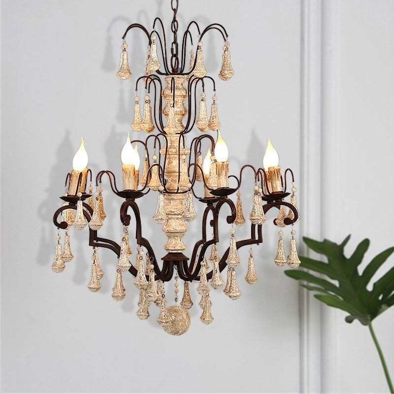Lustre élégant en bois de style rétro