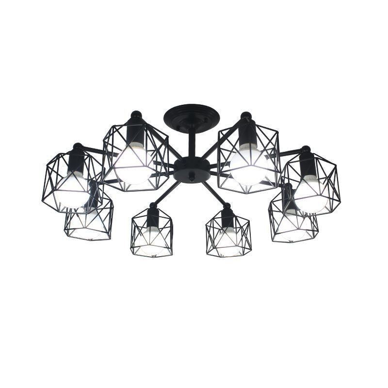 Lampe suspendue moderne en forme de cage à oiseaux, éclairage décoratif en fer