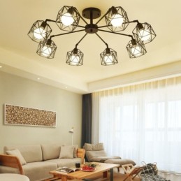 Lampe suspendue moderne en forme de cage à oiseaux, éclairage décoratif en fer