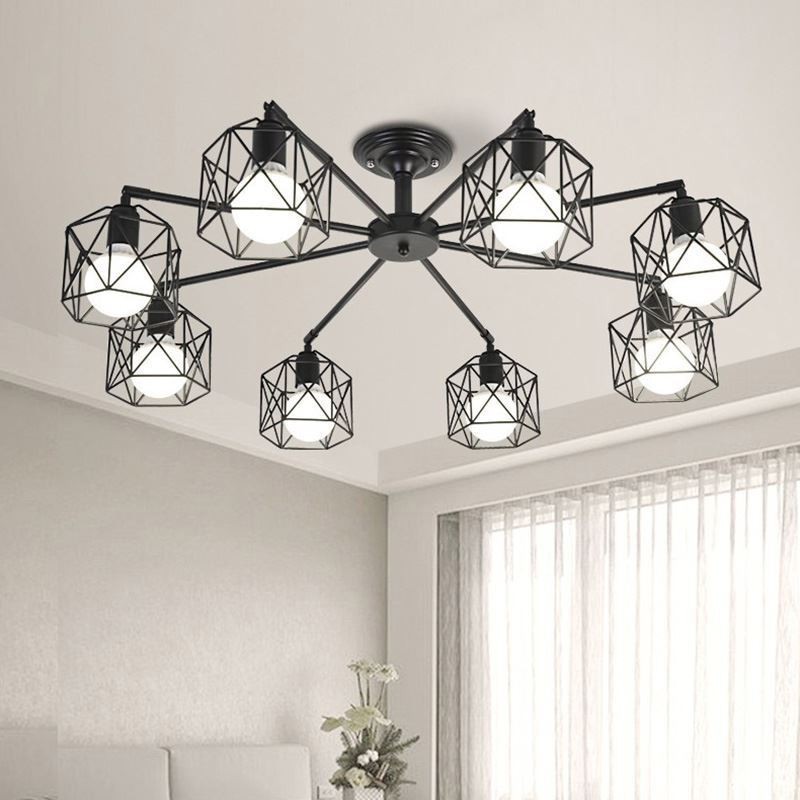 Lampe suspendue moderne en forme de cage à oiseaux, éclairage décoratif en fer