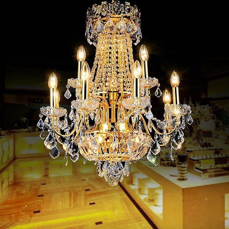 Lustre en cristal de luxe européen pour escalier duplex