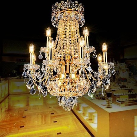 Lustre en cristal de luxe européen pour escalier duplex Lustre en cristal de luxe européen pour escalier duplex