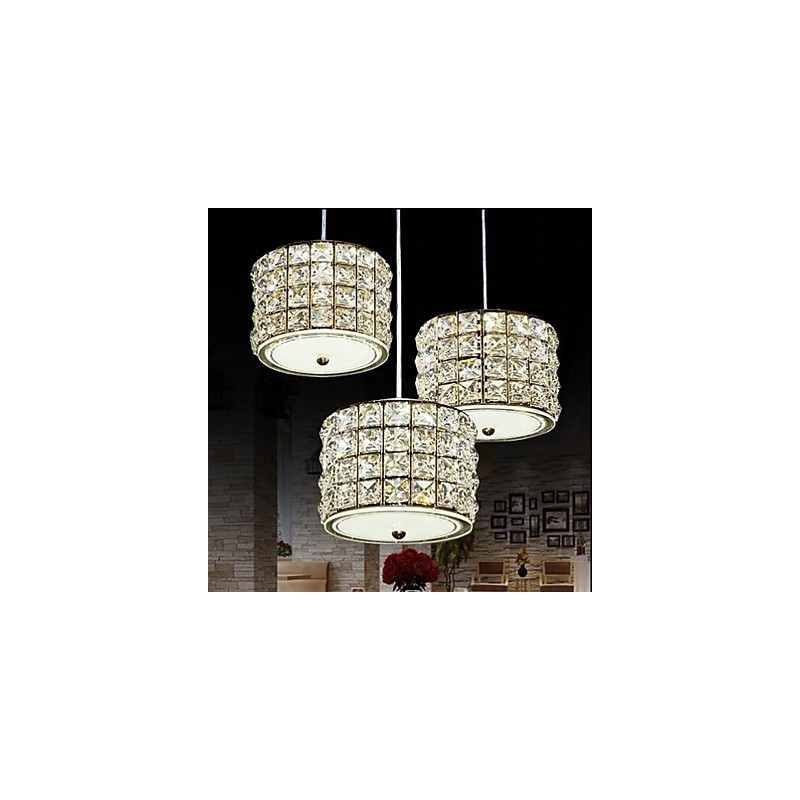 Suspension simple à 3 lumières en cristal