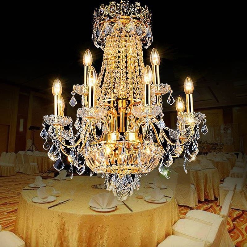 Lustre en cristal de luxe européen pour escalier duplex