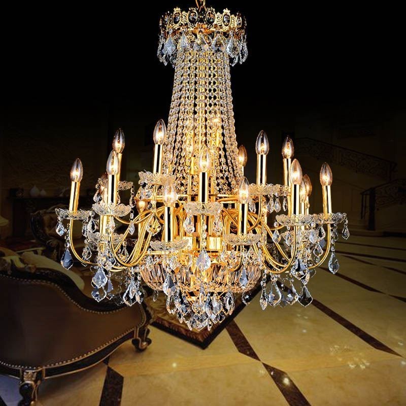 Lustre en cristal de luxe européen pour escalier duplex
