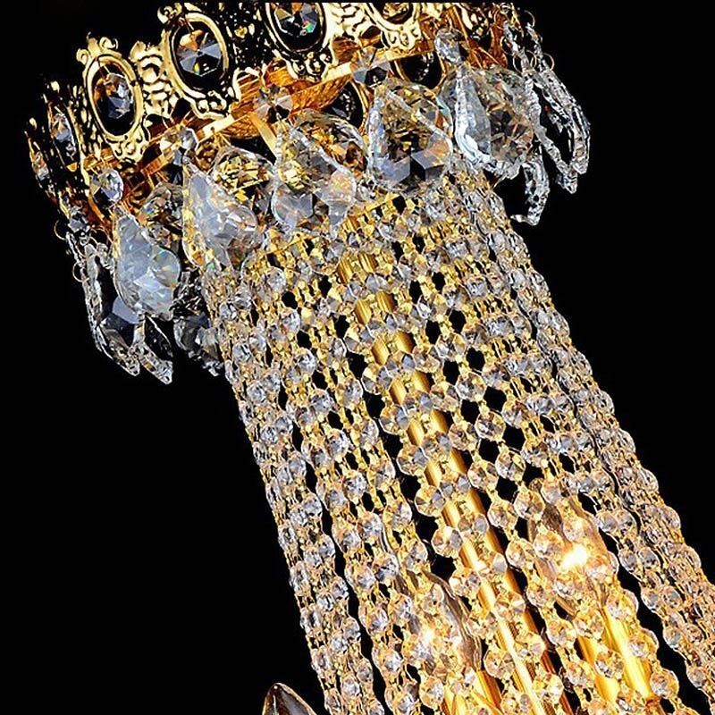 Lustre en cristal de luxe européen pour escalier duplex