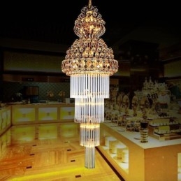 Lustre Empire en cristal rétro à longue suspension de luxe