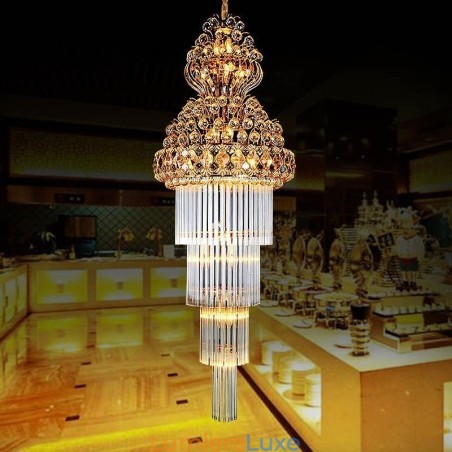 Lustre Empire en cristal rétro à longue suspension de luxe Lustre Empire en cristal rétro à longue suspension de luxe