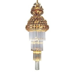 Lustre Empire en cristal rétro à longue suspension de luxe