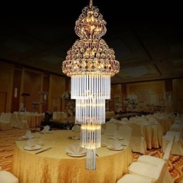 Lustre Empire en cristal rétro à longue suspension de luxe
