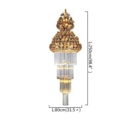 Lustre Empire en cristal rétro à longue suspension de luxe
