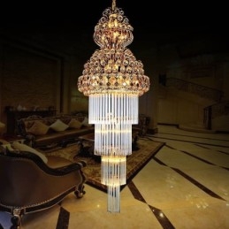 Lustre Empire en cristal rétro à longue suspension de luxe