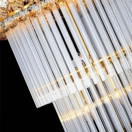 Lustre Empire en cristal rétro à longue suspension de luxe