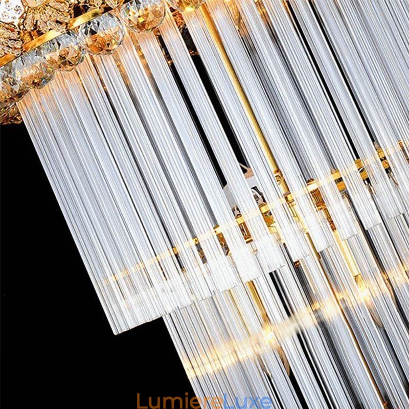 Lustre Empire en cristal rétro à longue suspension de luxe