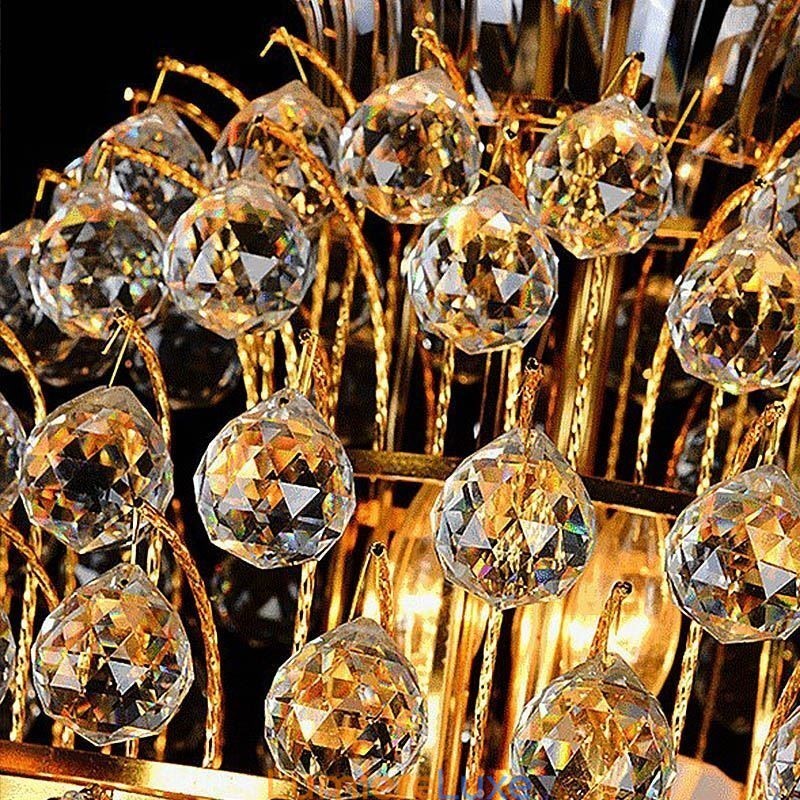 Lustre Empire en cristal rétro à longue suspension de luxe