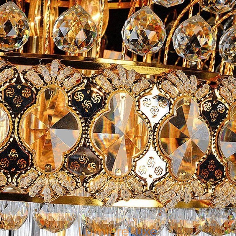 Lustre Empire en cristal rétro à longue suspension de luxe