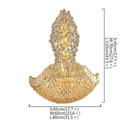 Lustre Empire en cristal européen, grande suspension dorée