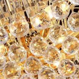 Lustre Empire en cristal européen, grande suspension dorée