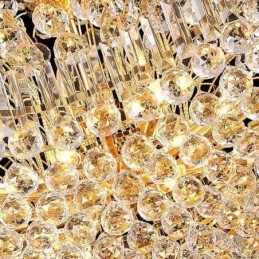 Lustre Empire en cristal européen, grande suspension dorée