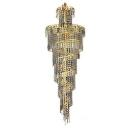 Lustre européen en cristal de grande taille, forme ronde et longue suspension