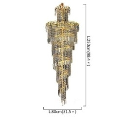 Lustre européen en cristal de grande taille, forme ronde et longue suspension